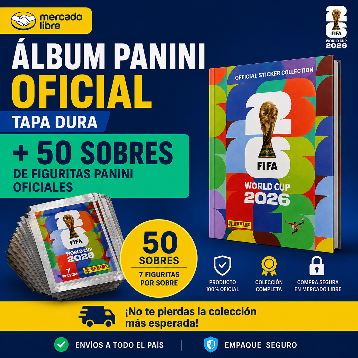 Álbum Panini Mundial 2026 Tapa Dura + 50 Sobres